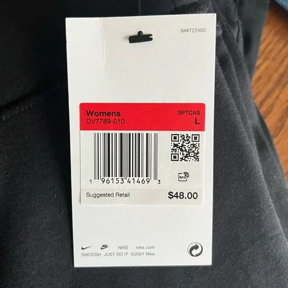 NWT Nike Classic High-Waisted 7/8 Black Cotton Leggings Large L - Picture 4 of 12